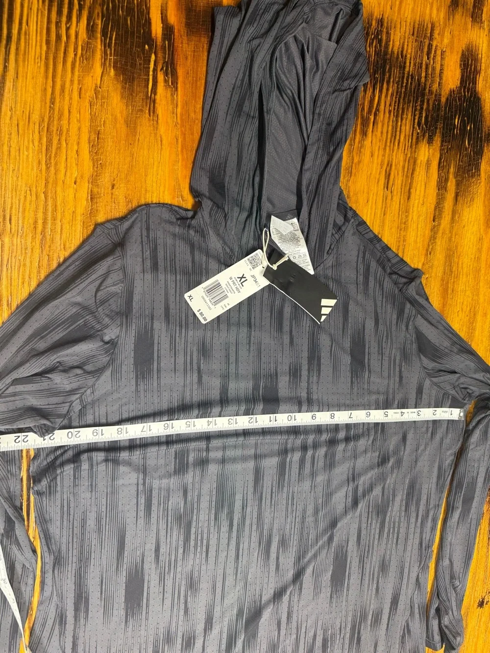 adidas Men’s Lightweight Hooded Long-Sleeve Shirt in Charcoal/Black